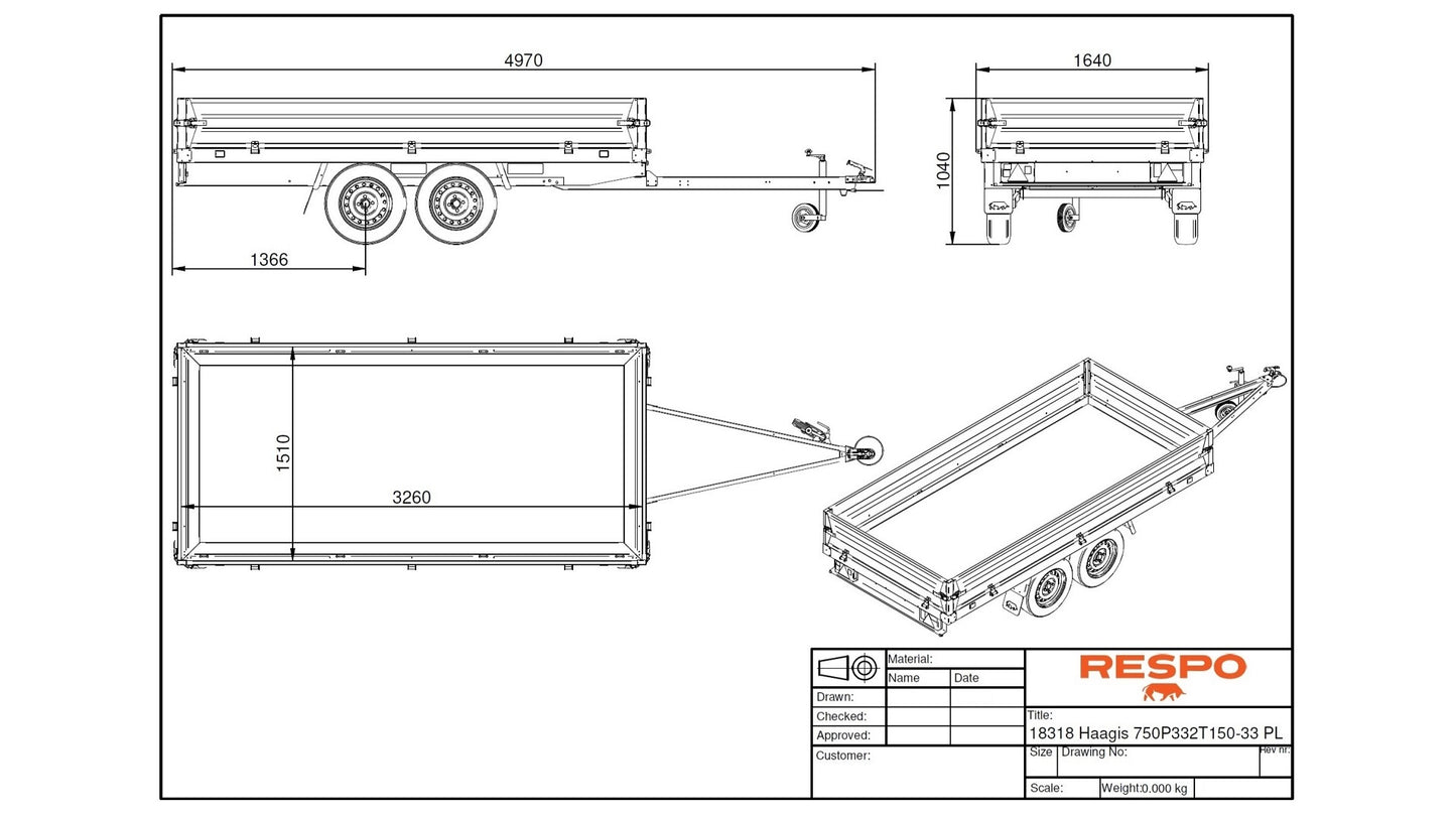 Respo RU 3375 Varehenger med nedfellbare sidekarmer