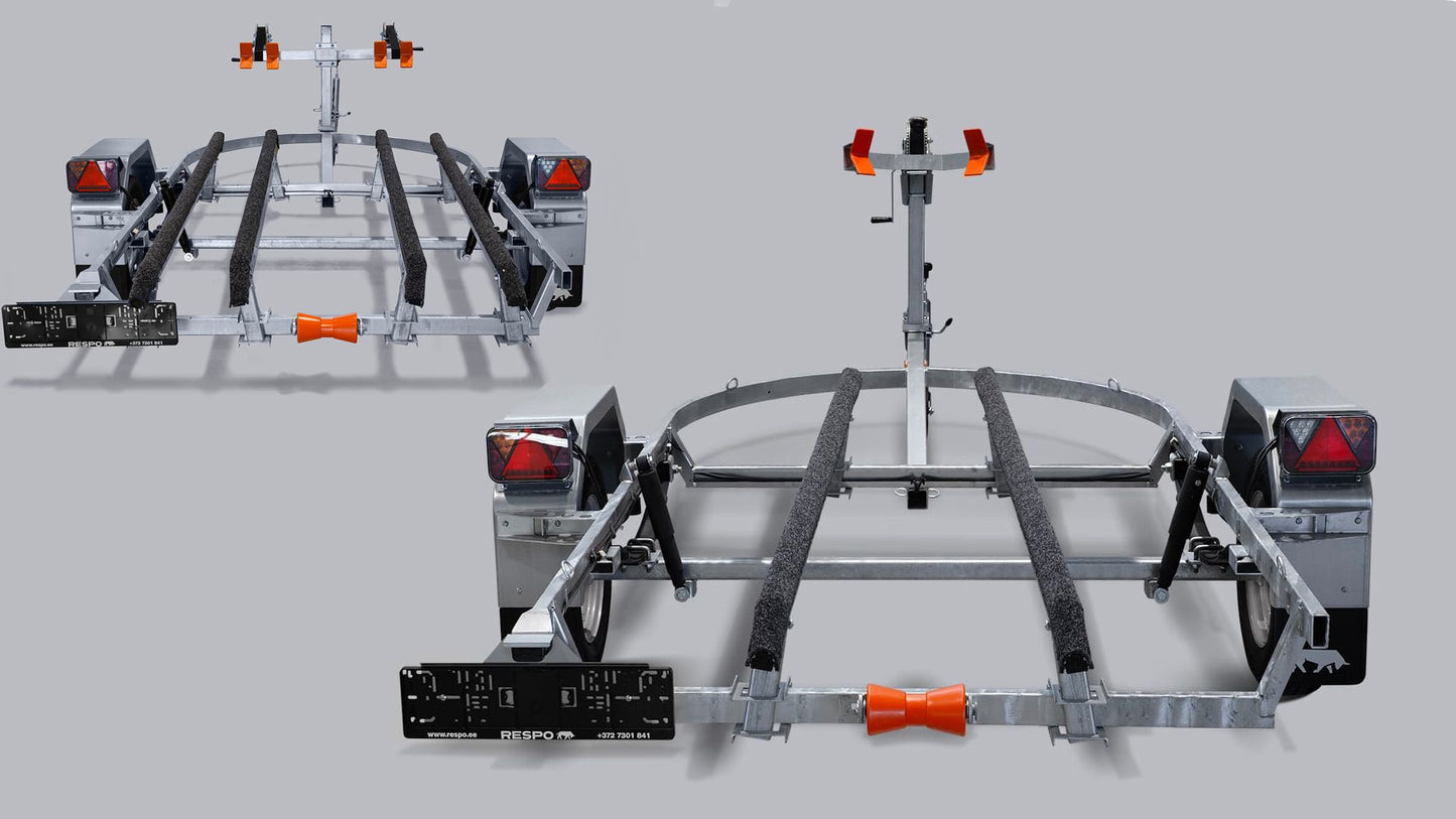 Respo båthenger 750VSL XL lagring på filtskinner, med båtlengde opp til 13 ft / 4m