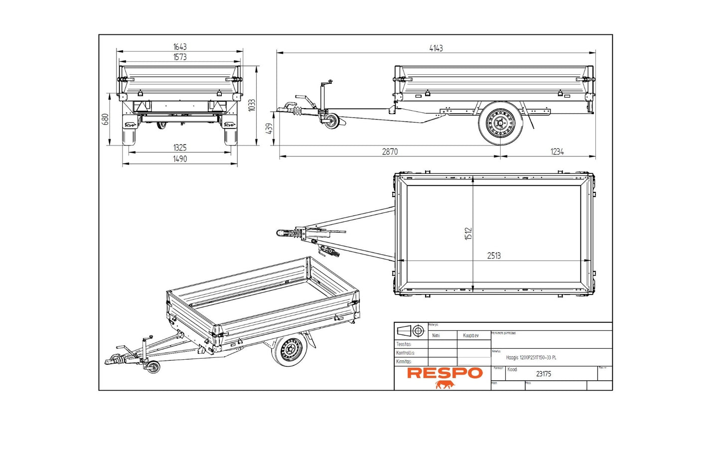Respo RU 2512 Varehenger med nedfellbare sidekarmer