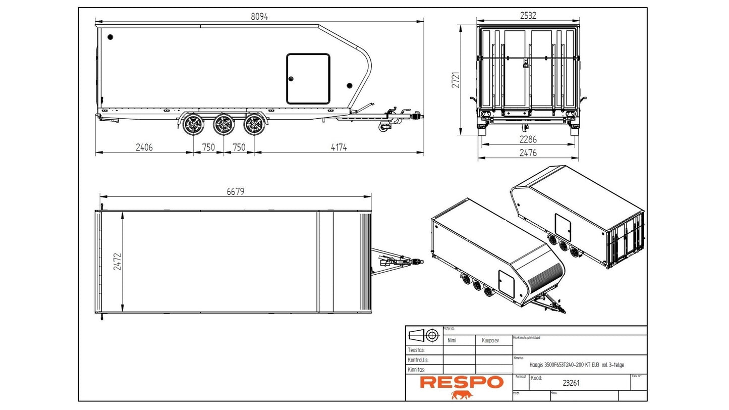 Respo RCR/RB 6535XL Skaphenger 3500kg tillatt totalvekt