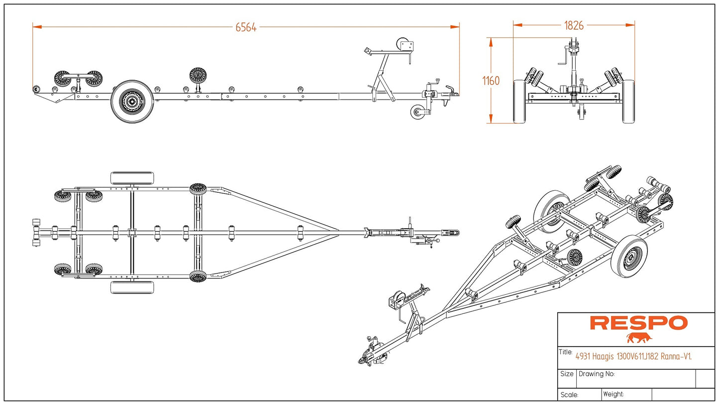 Respo RO 1600 mål skisse tegning
