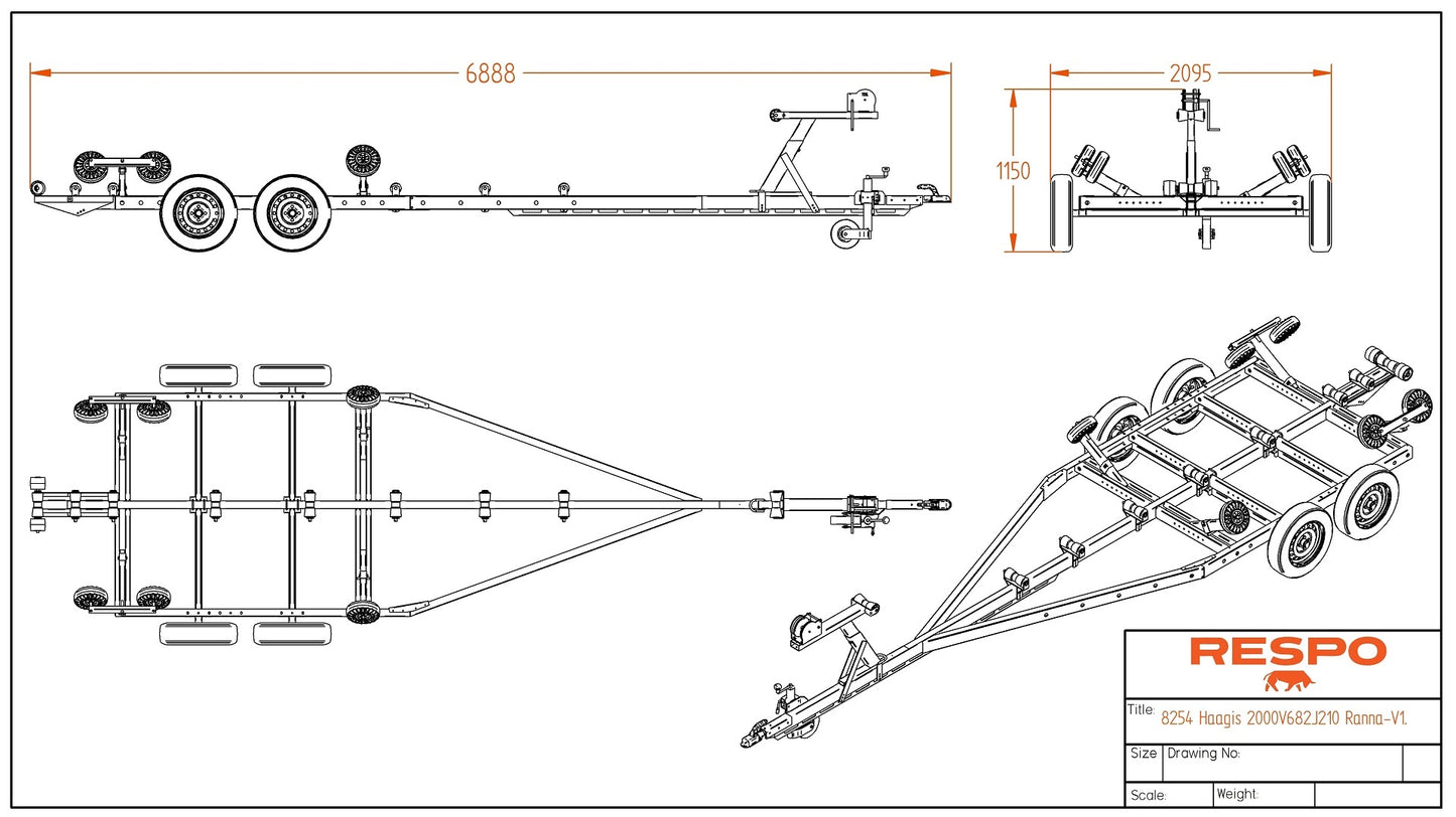 Respo RO 2400 opplagshenger mål skisse tegning