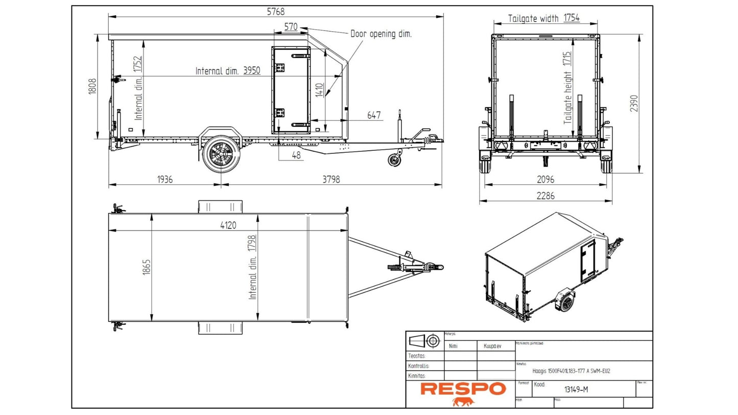 Respo RCR 4015-17 "Norway Edition" Skaphenger 1500kg tillatt totalvekt