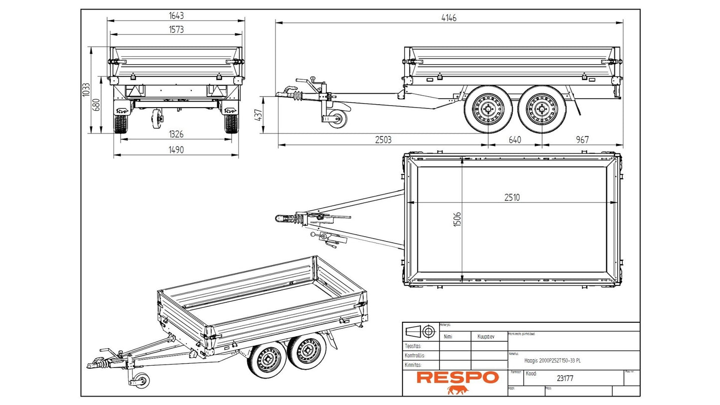 Varehenger med nedfellbare sidekarmer Respo RU2520